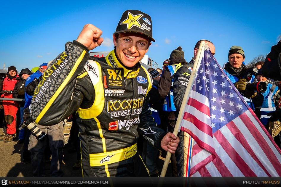 Lydden Hill 2013: Tanner Foust after claiming another overall victory at the cradle of Rallycross. © JKR/ERC24
