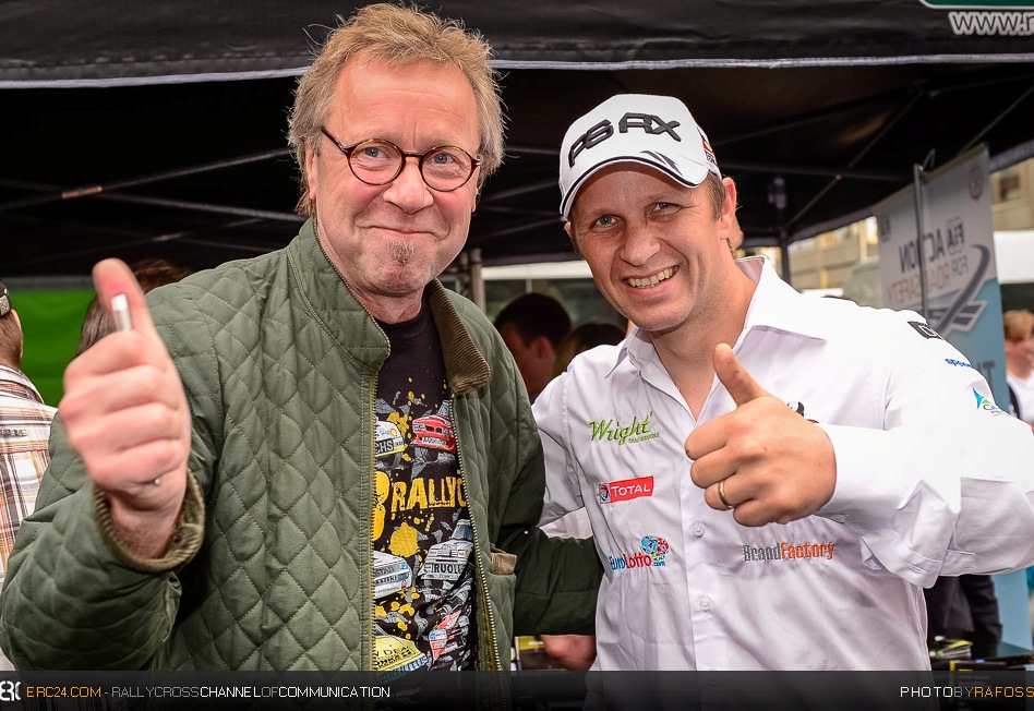 Five times European Rallycross Champion Matti Alamäki and 2003 World Rally Champion Petter Solberg met in Finland last year. © JKR/ERC24