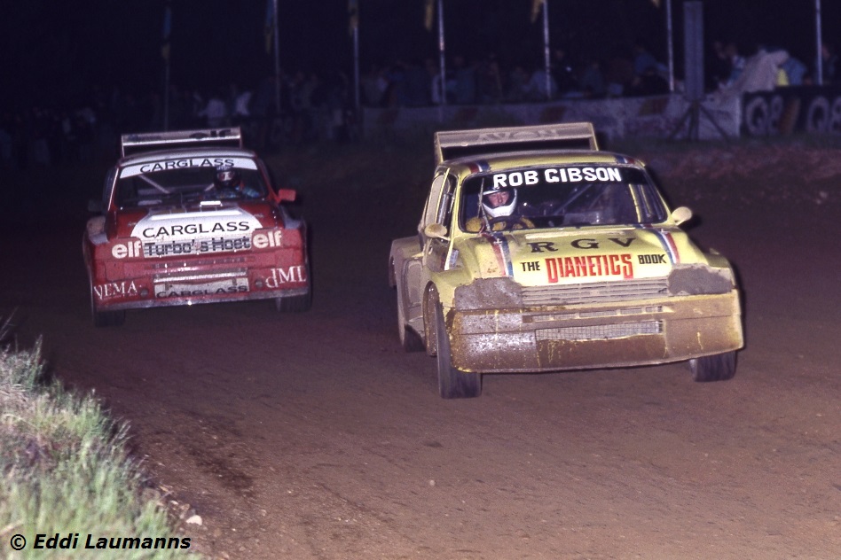 Rob Gibson and his MG Metro 6R4 pictured during the 1990 'Night of the Champions' at Maasmechelen in Belgium. © EL/ERC24