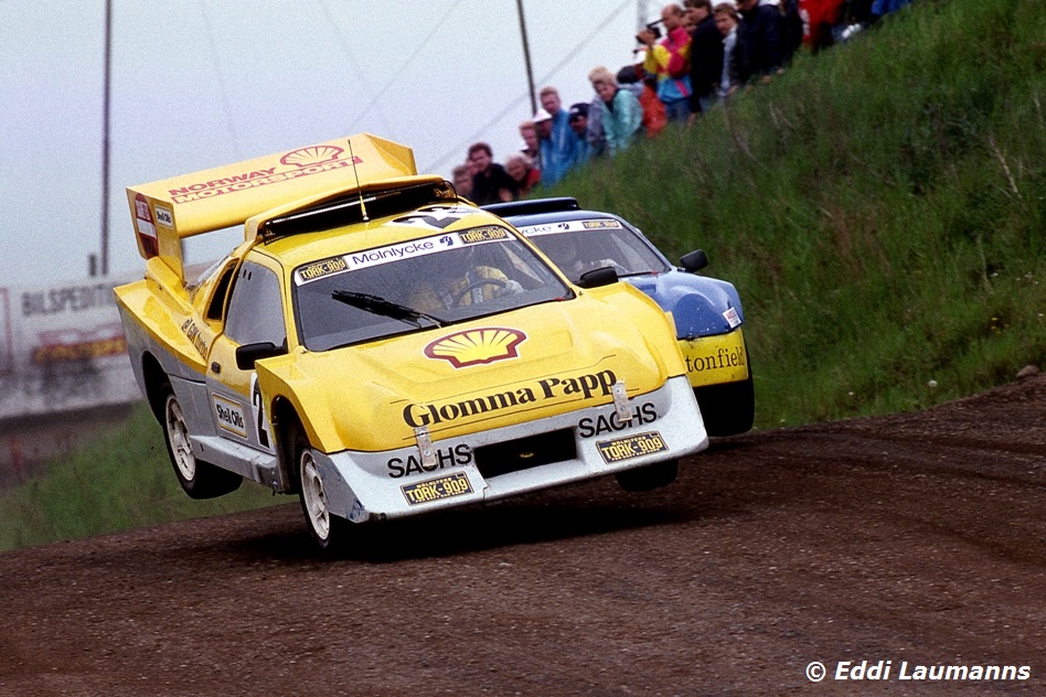 The late Norwegian Jan Arthur Iversen and his Ford RS200 E2 pictured in 19 90 at Tomelilla in Sweden. © EL/ERC24