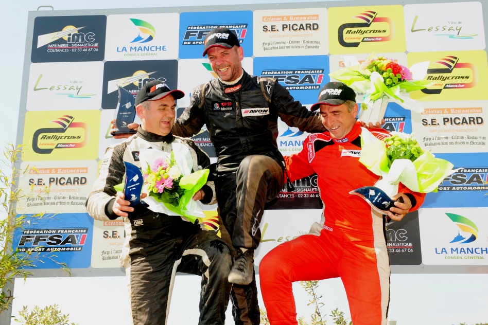 The Lessay Division 3 podium with (from left) Florent Béduneau, Guy Moreton and Henri Navail. © Adecom/ERC24