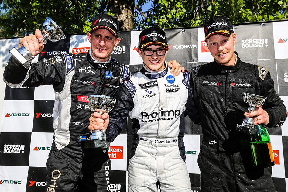 The Arvika rostrum of the Lites drivers with (from left) Richard Göransson, Kevin Hansen and Daniel Björk. © OMSE/ERC24