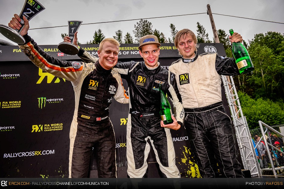 The Super1600 winners (from left) Linnemann, Baumanis and Isaksætre. © JKR/ERC24