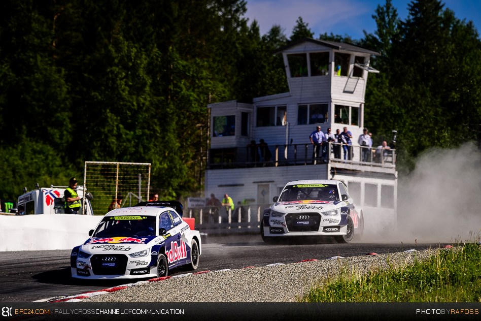 The EKS team debuted the Audi S1 SuperCars of Pontus Tidemand and Mattias Ekström in Hell. © JKR/ERC24