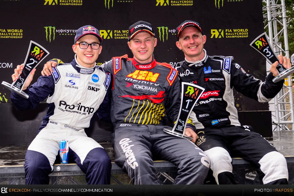 The first three in RX Lites happy on the rostrum. © JKR/ERC24