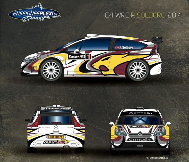 The livery design of the Citroën DS3 WRC Solberg and Mills are going to use in the Condroz Rally 2014. © PSRX/ERC24