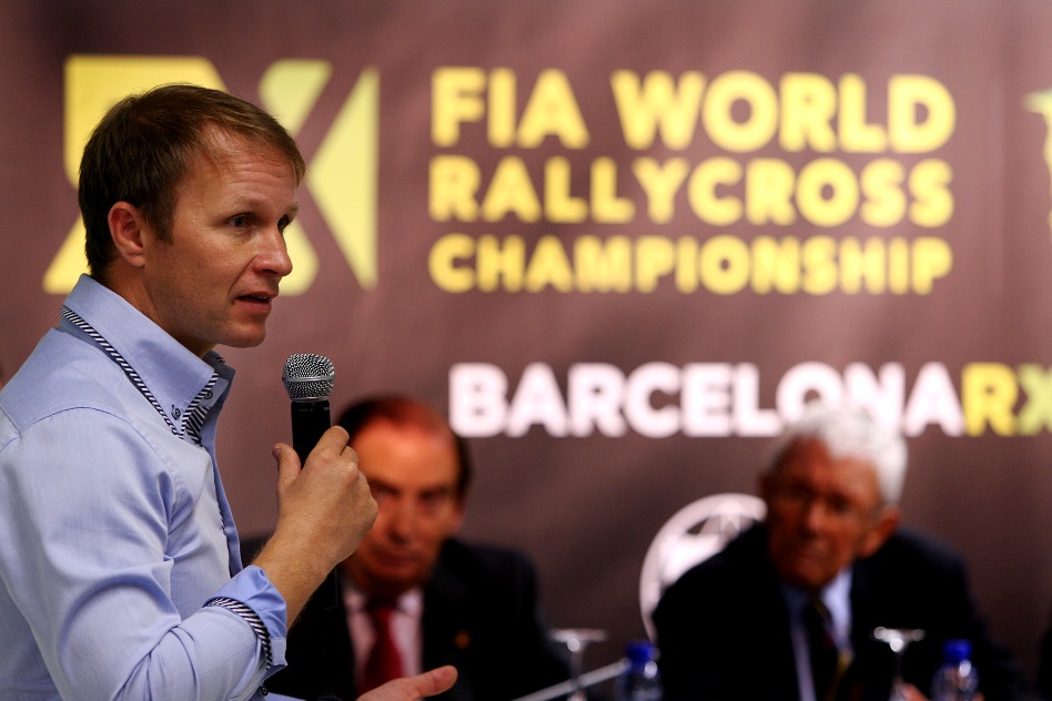 The first FIA World Rallycross Champion Petter Solberg was invited to talk at the press conference. © FIA World RX/ERC24