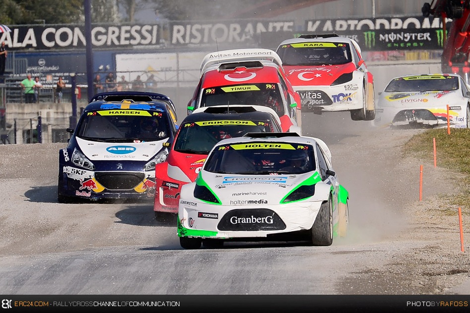 The one-make 300+bhp strong Rallycross Lites vehicles are popular in both, the WRX and GRC series. © JKR/ERC24