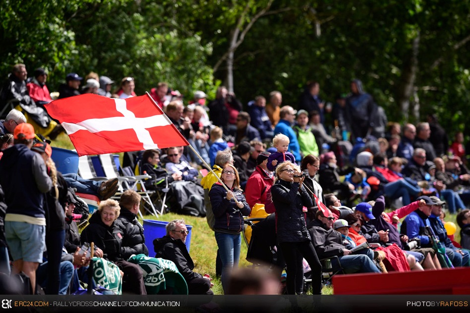 Waving the 'Danebrog' for Dane Ulrich Linnemann who is currently third in Super1600s. © JKR/ERC24