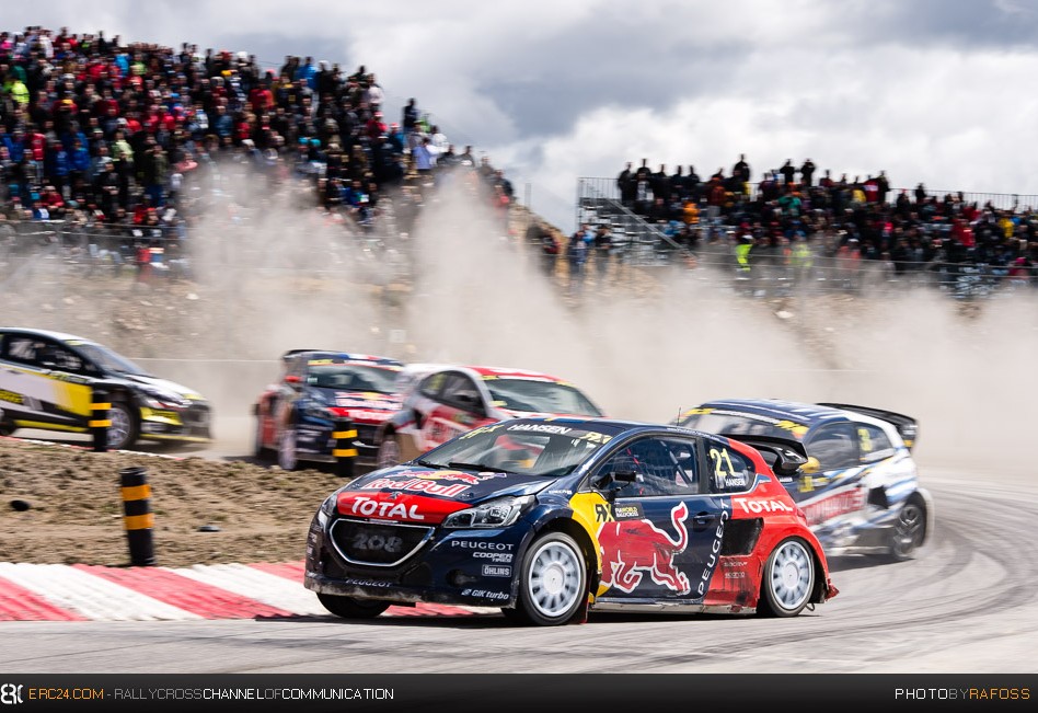 Timmy Hansen ahead following his Q4 Race 3 win. © JKR/ERC24